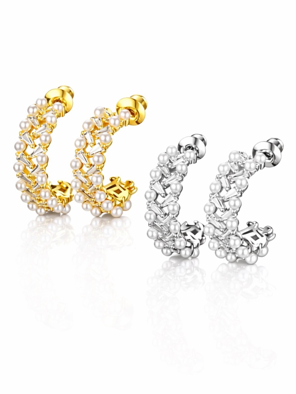 Pearl & Swarovski Crystals The Adanya Hoop Earrings